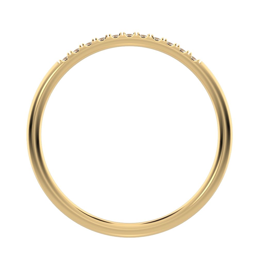 0.11 ct Round Cut Simulated Clear Diamond dainty Half Eternity simple Stackable bar light 14K / 18K Solid Yellow Gold everyday wedding band