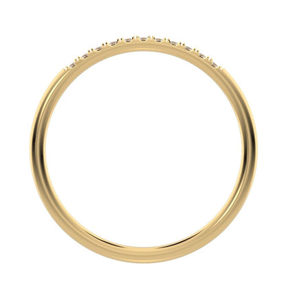 0.11 ct Round Cut Simulated Clear Diamond dainty Half Eternity simple Stackable bar light 14K / 18K Solid Yellow Gold everyday wedding band