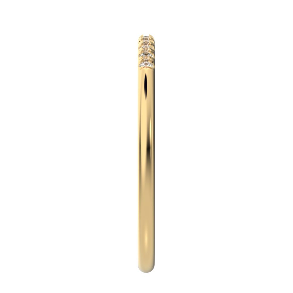 0.11 ct Round Cut Simulated Clear Diamond dainty Half Eternity simple Stackable bar light 14K / 18K Solid Yellow Gold everyday wedding band