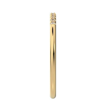 0.11 ct Round Cut Simulated Clear Diamond dainty Half Eternity simple Stackable bar light 14K / 18K Solid Yellow Gold everyday wedding band
