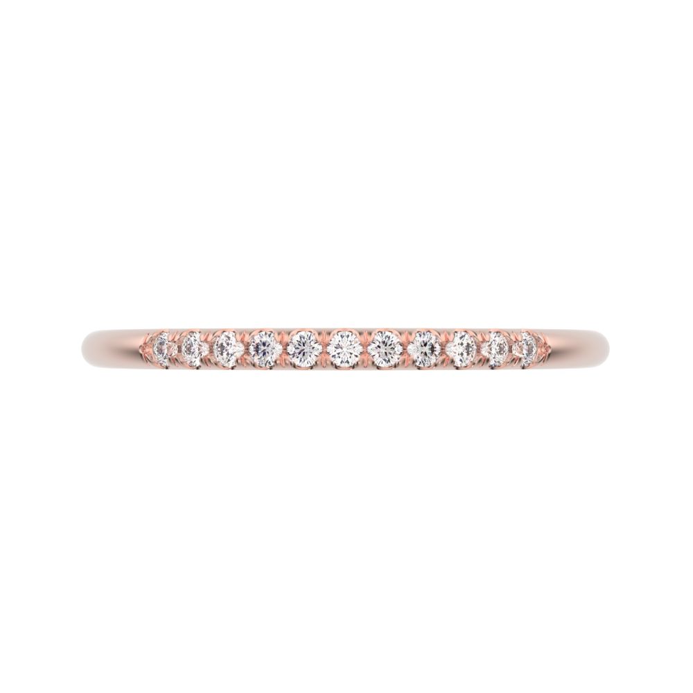 0.11Ct Round Cut Moissanite dainty Minimalist Half Eternity simple Stackable bar light 14K / 18K Solid Rose Gold everyday wedding band