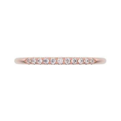 0.11Ct Round Cut Moissanite dainty Minimalist Half Eternity simple Stackable bar light 14K / 18K Solid Rose Gold everyday wedding band