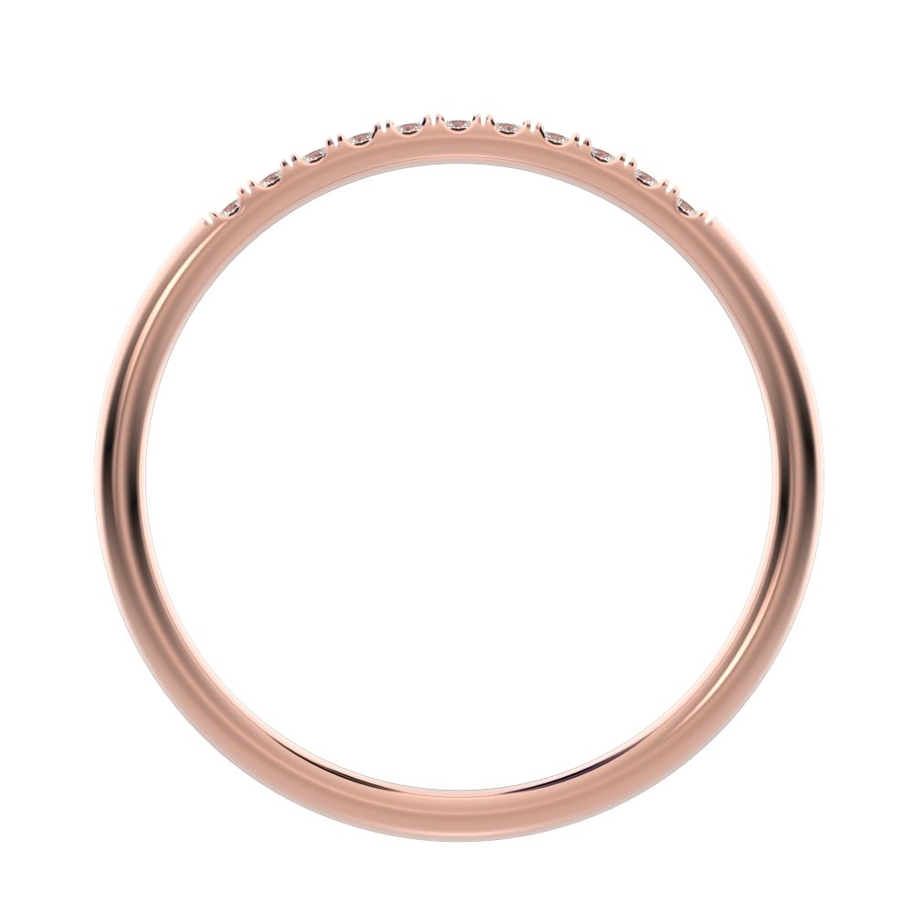 0.11Ct Round Cut Simulated Clear Diamond dainty Half Eternity simple Stackable bar light 14K / 18K Solid Rose Gold everyday wedding band