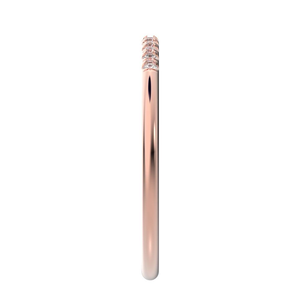 0.11Ct Round Cut Moissanite dainty Minimalist Half Eternity simple Stackable bar light 14K / 18K Solid Rose Gold everyday wedding band