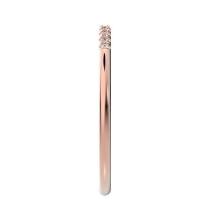 0.11Ct Round Cut Moissanite dainty Minimalist Half Eternity simple Stackable bar light 14K / 18K Solid Rose Gold everyday wedding band