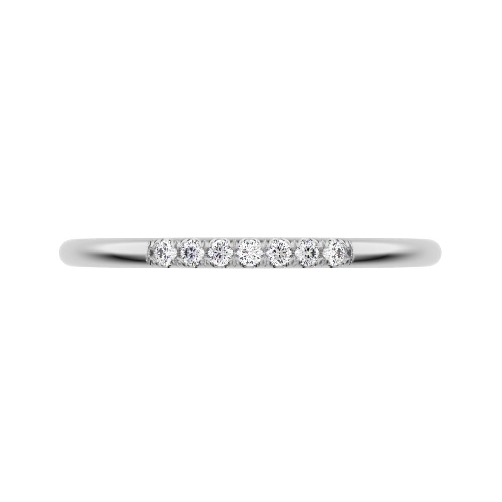 0.07 ct Round Cut Moissanite dainty Minimalist simple Stackable Vintage bar light 14K / 18K Solid White Gold everyday wedding band