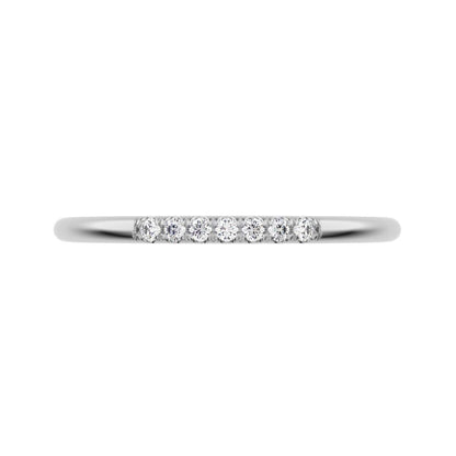 0.07 ct Round Cut Moissanite dainty Minimalist simple Stackable Vintage bar light 14K / 18K Solid White Gold everyday wedding band