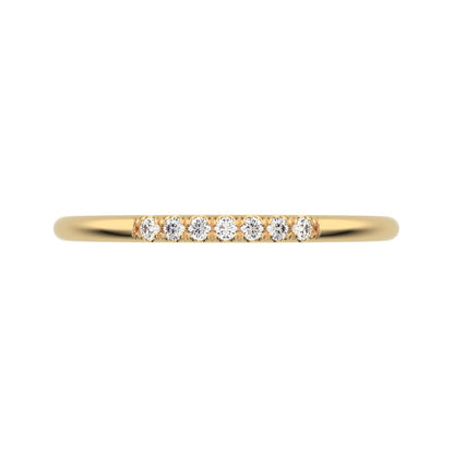 0.07Ct Round Cut Simulated Clear Diamond dainty Minimalist simple Stackable bar light 14K / 18K Solid Yellow Gold everyday wedding band