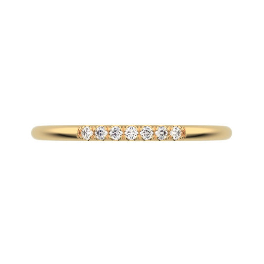 0.07Ct Round Cut Simulated Clear Diamond dainty Minimalist simple Stackable bar light 14K / 18K Solid Yellow Gold everyday wedding band