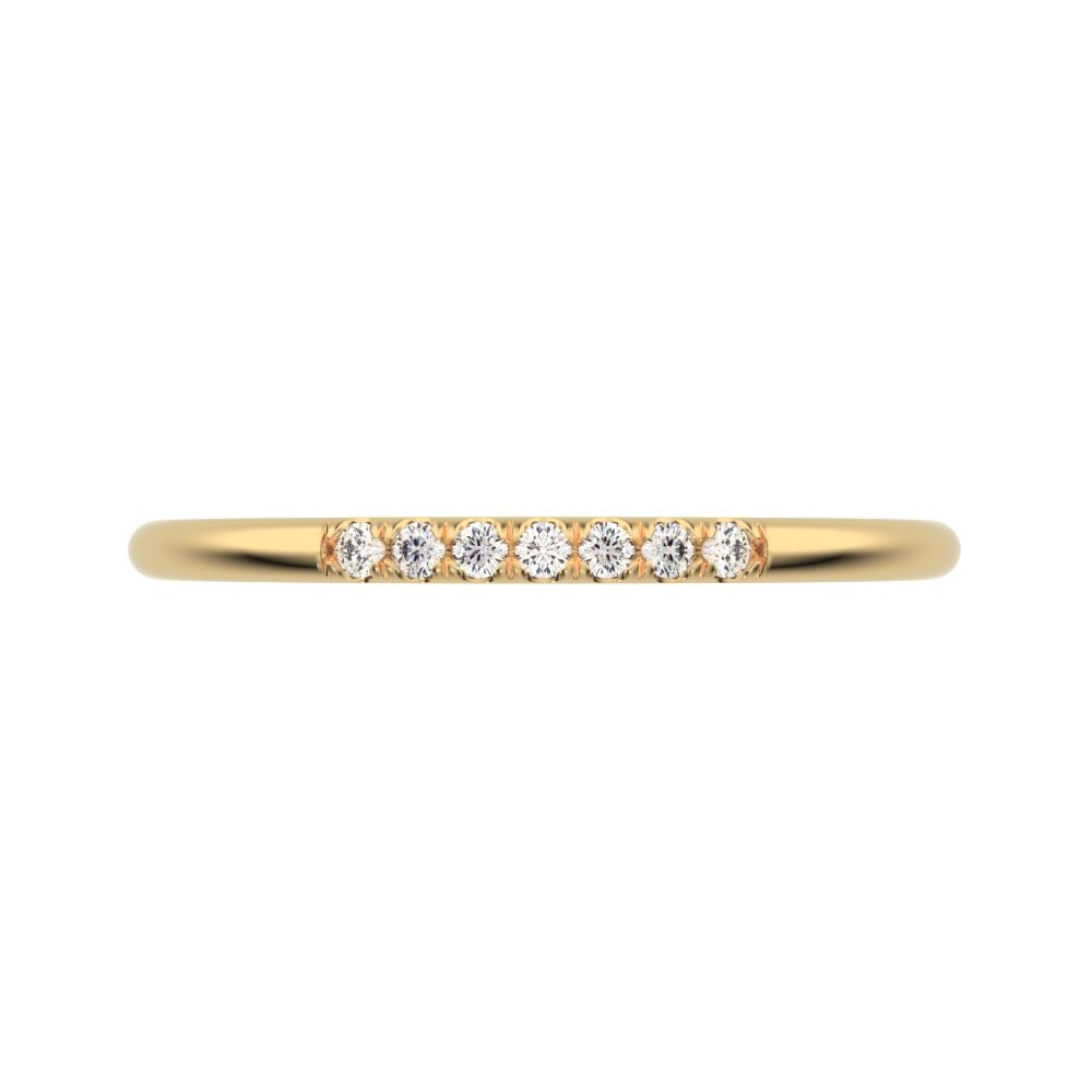 0.07 ct Round Cut Moissanite dainty Minimalist simple Stackable Vintage bar light 14K / 18K Solid Yellow Gold everyday wedding band