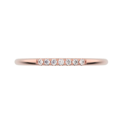 0.07Ct Round Cut Simulated Clear Diamond dainty Minimalist simple Stackable bar light 14K / 18K Solid Rose Gold everyday wedding band
