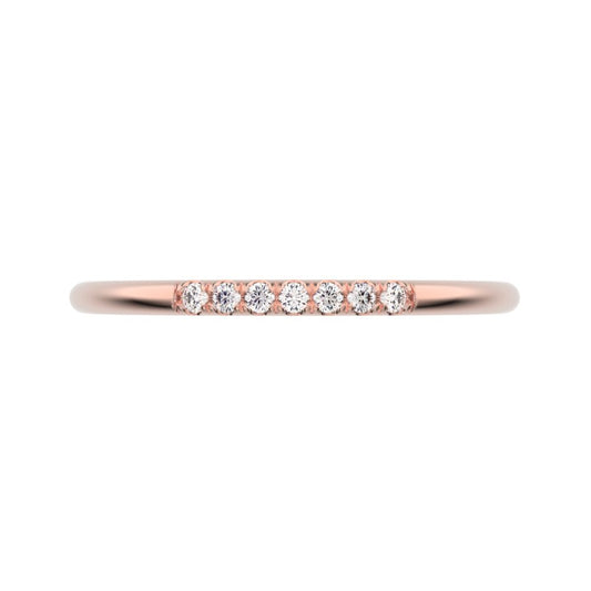 0.07 ct Round Cut Moissanite dainty Minimalist simple Stackable Vintage bar light 14K / 18K Solid Rose Gold everyday wedding band