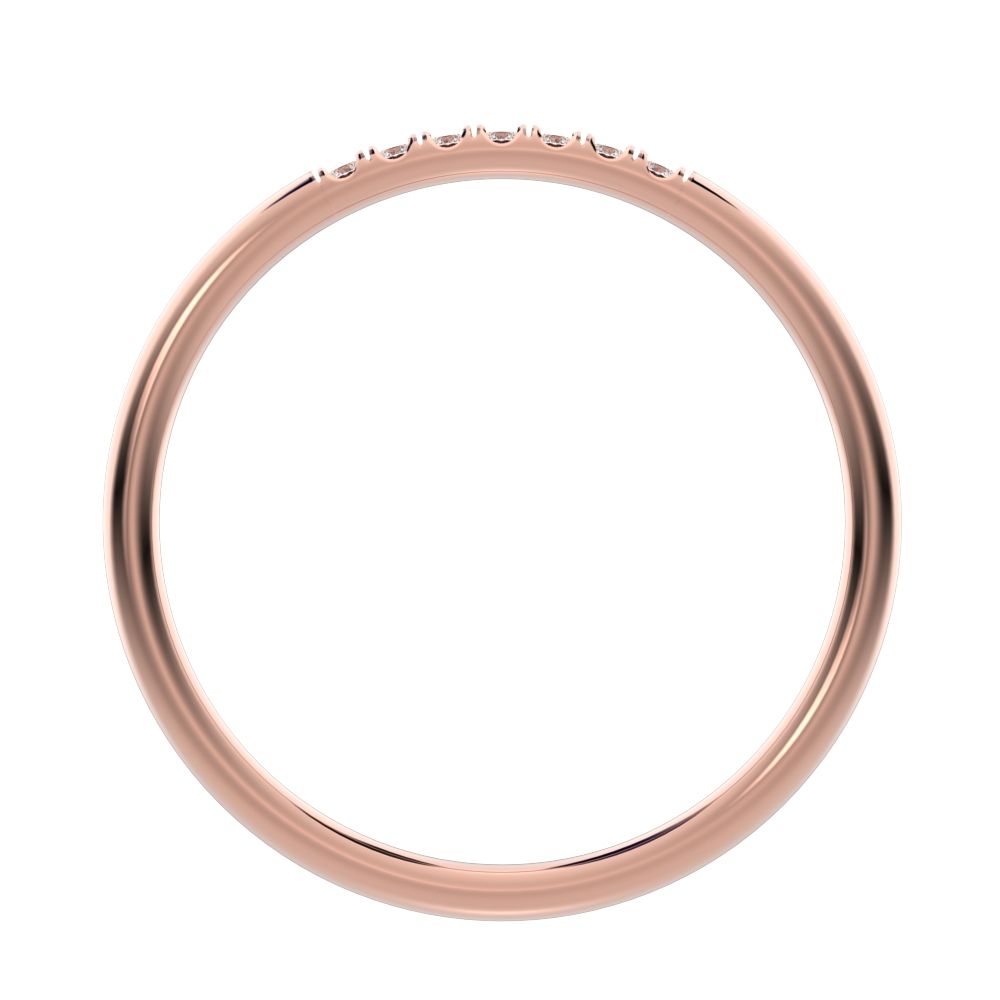 0.07 ct Round Cut Moissanite dainty Minimalist simple Stackable Vintage bar light 14K / 18K Solid Rose Gold everyday wedding band