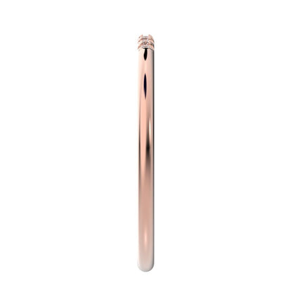 0.07Ct Round Cut Simulated Clear Diamond dainty Minimalist simple Stackable bar light 14K / 18K Solid Rose Gold everyday wedding band