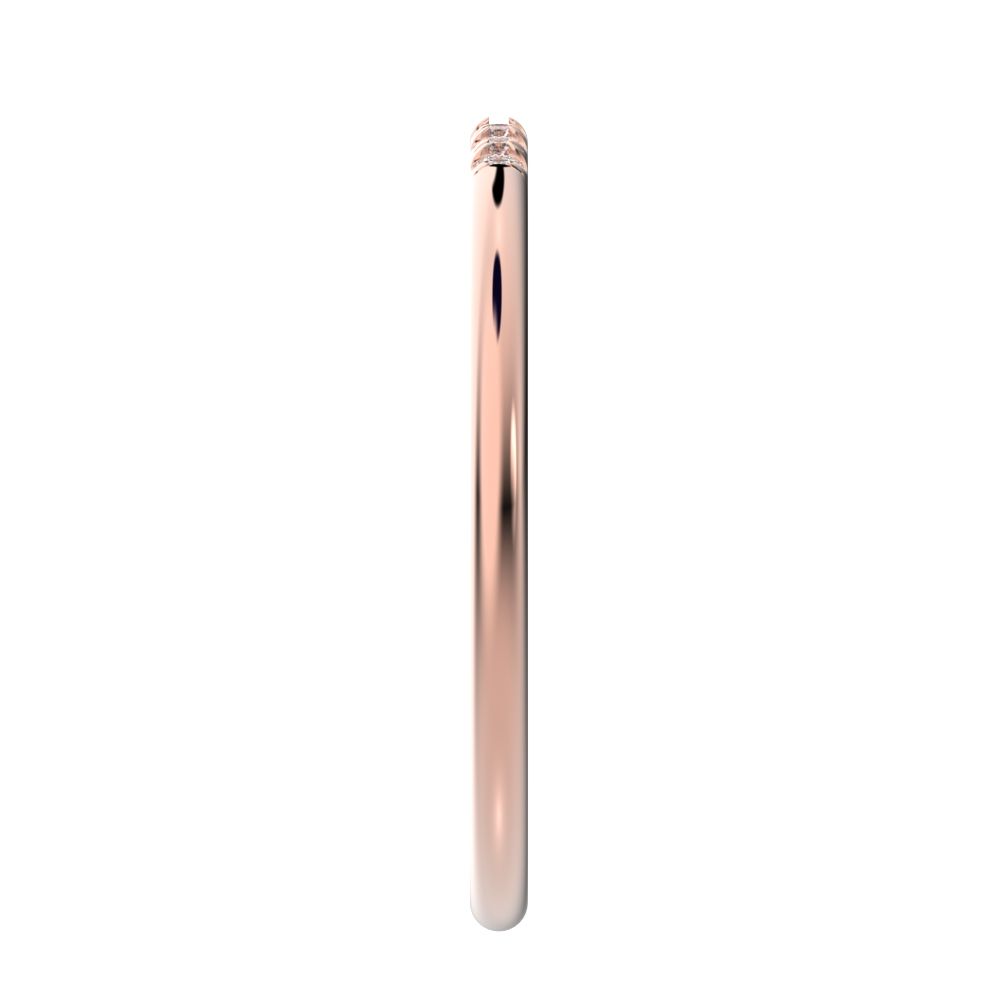 0.07 ct Round Cut Moissanite dainty Minimalist simple Stackable Vintage bar light 14K / 18K Solid Rose Gold everyday wedding band