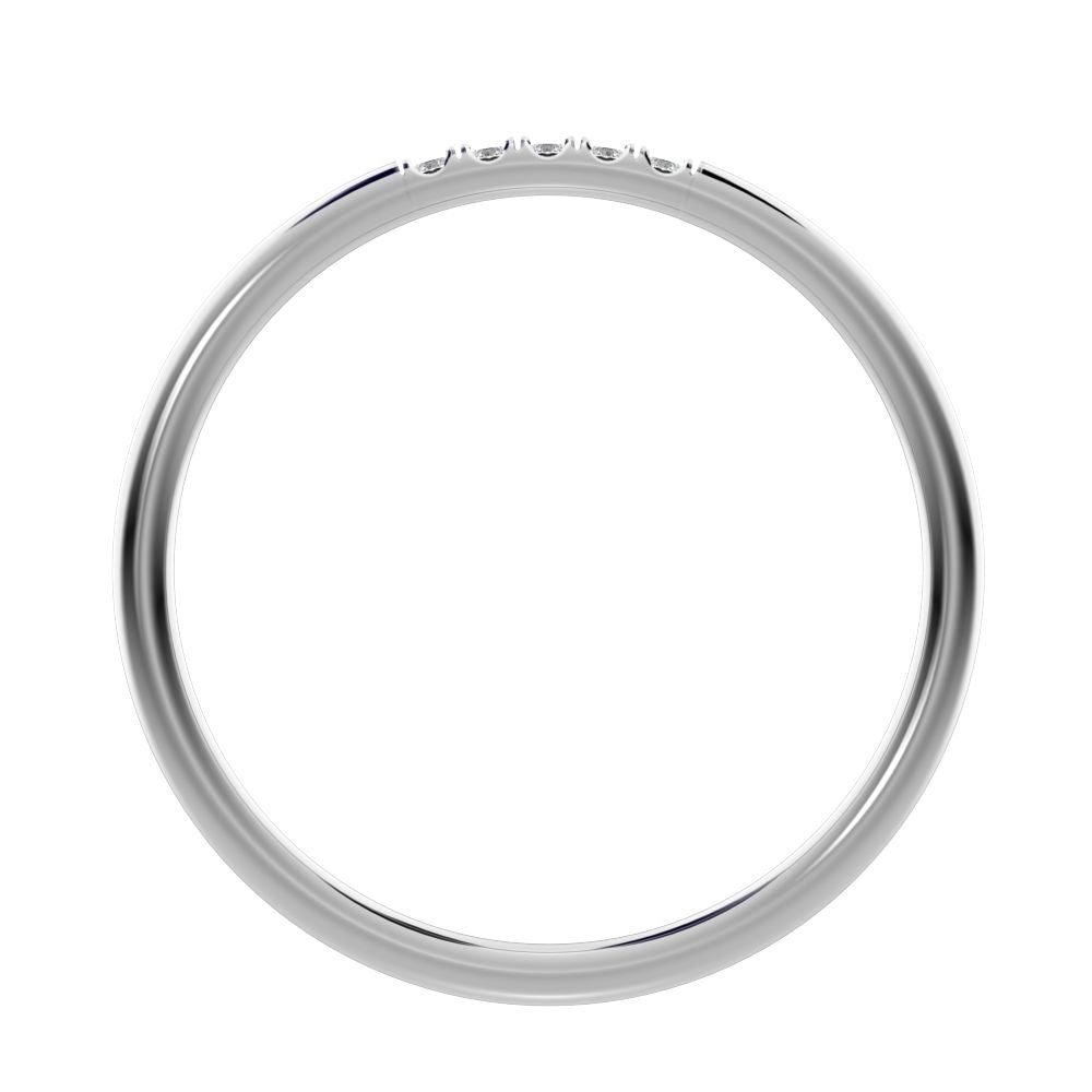 0.05Ct Round Cut Simulated Clear Diamond dainty Minimalist simple Stackable bar light 14K / 18K Solid White Gold everyday wedding band