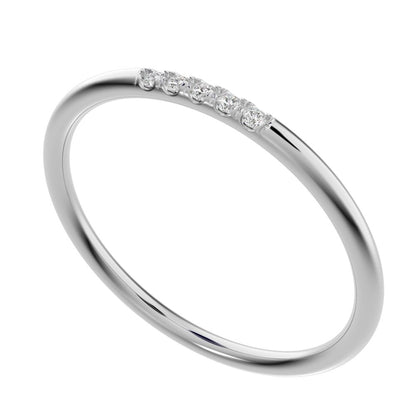 0.05Ct Round Cut Simulated Clear Diamond dainty Minimalist simple Stackable bar light 14K / 18K Solid White Gold everyday wedding band