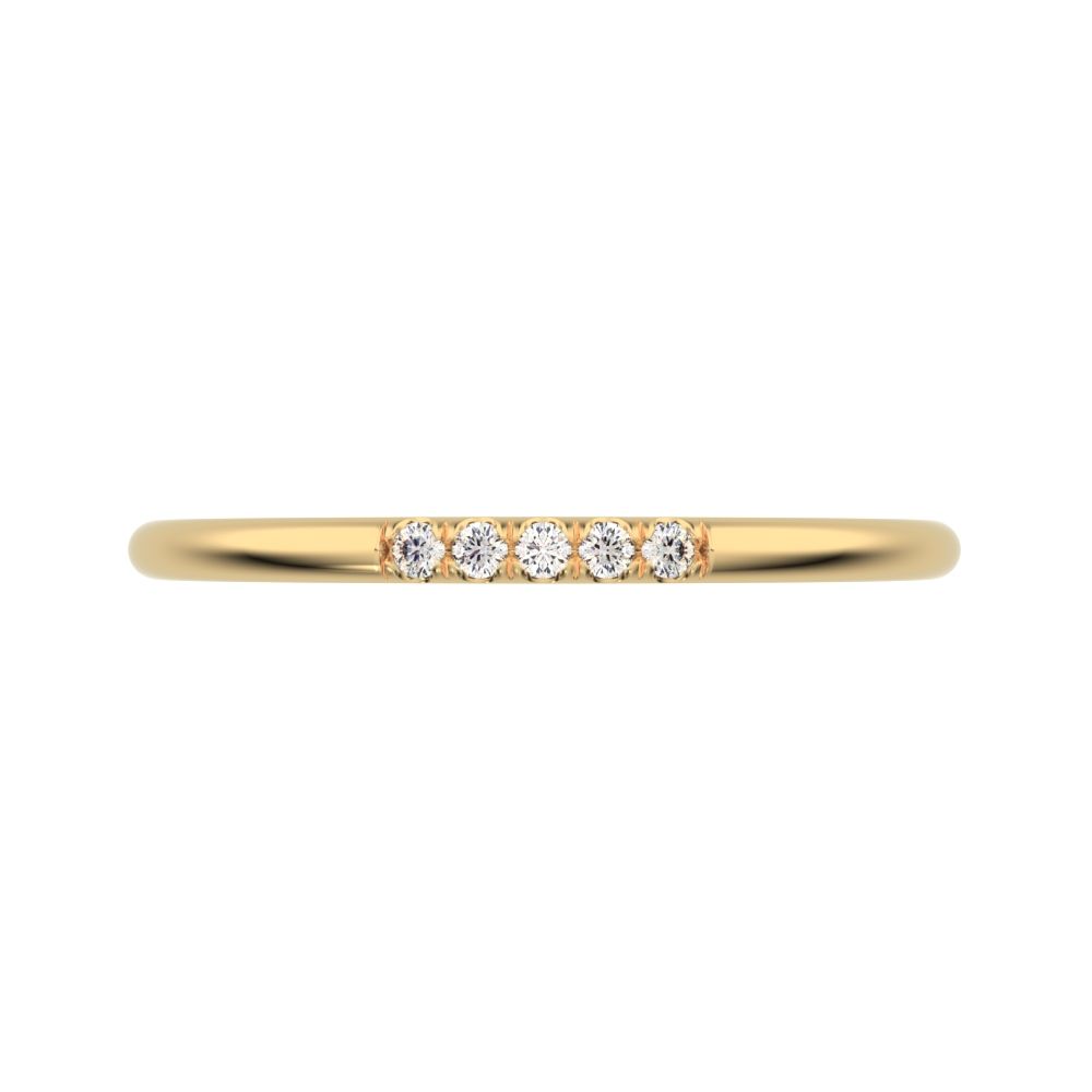 0.05Ct Round Cut Simulated Clear Diamond dainty Minimalist simple Stackable bar light 14K / 18K Solid Yellow Gold everyday wedding band