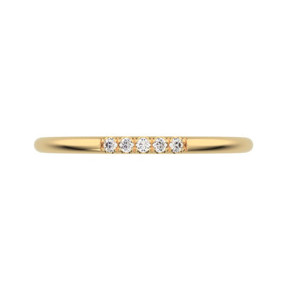 0.05 ct Round Cut Moissanite dainty Minimalist simple Stackable Vintage bar light 14K / 18K Solid Yellow Gold everyday wedding band