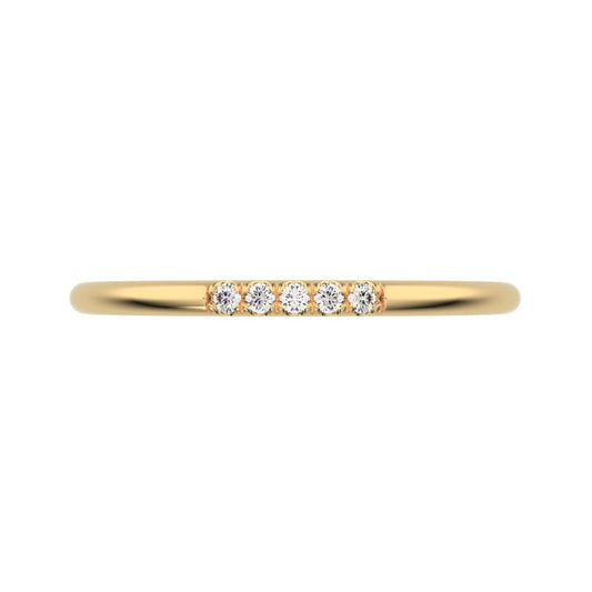 0.05 ct Round Cut Moissanite dainty Minimalist simple Stackable Vintage bar light 14K / 18K Solid Yellow Gold everyday wedding band