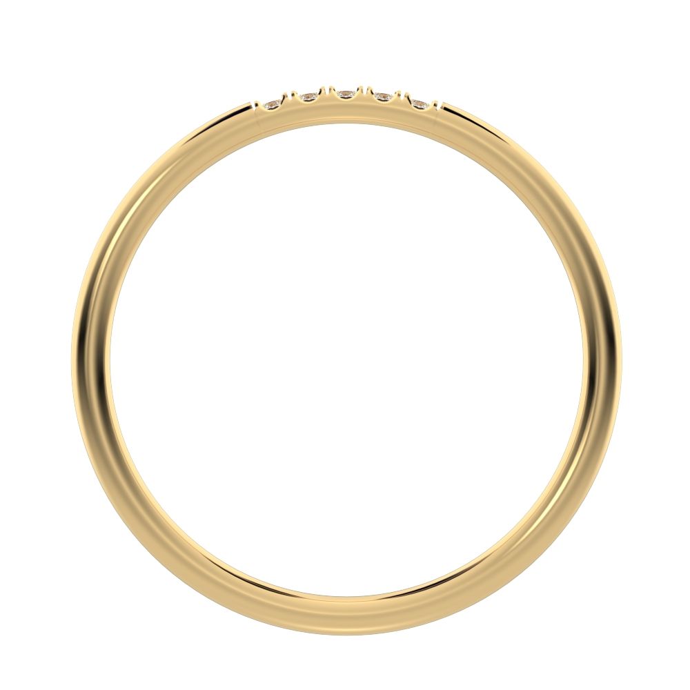 0.05Ct Round Cut Simulated Clear Diamond dainty Minimalist simple Stackable bar light 14K / 18K Solid Yellow Gold everyday wedding band