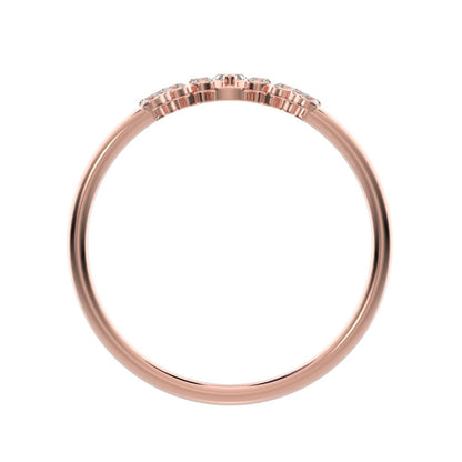 0.26Ct Marquise Cut Simulated Clear Diamond Minimalist Stackable tiara crown chevron eye 14K / 18K Solid Rose Gold everyday wedding band