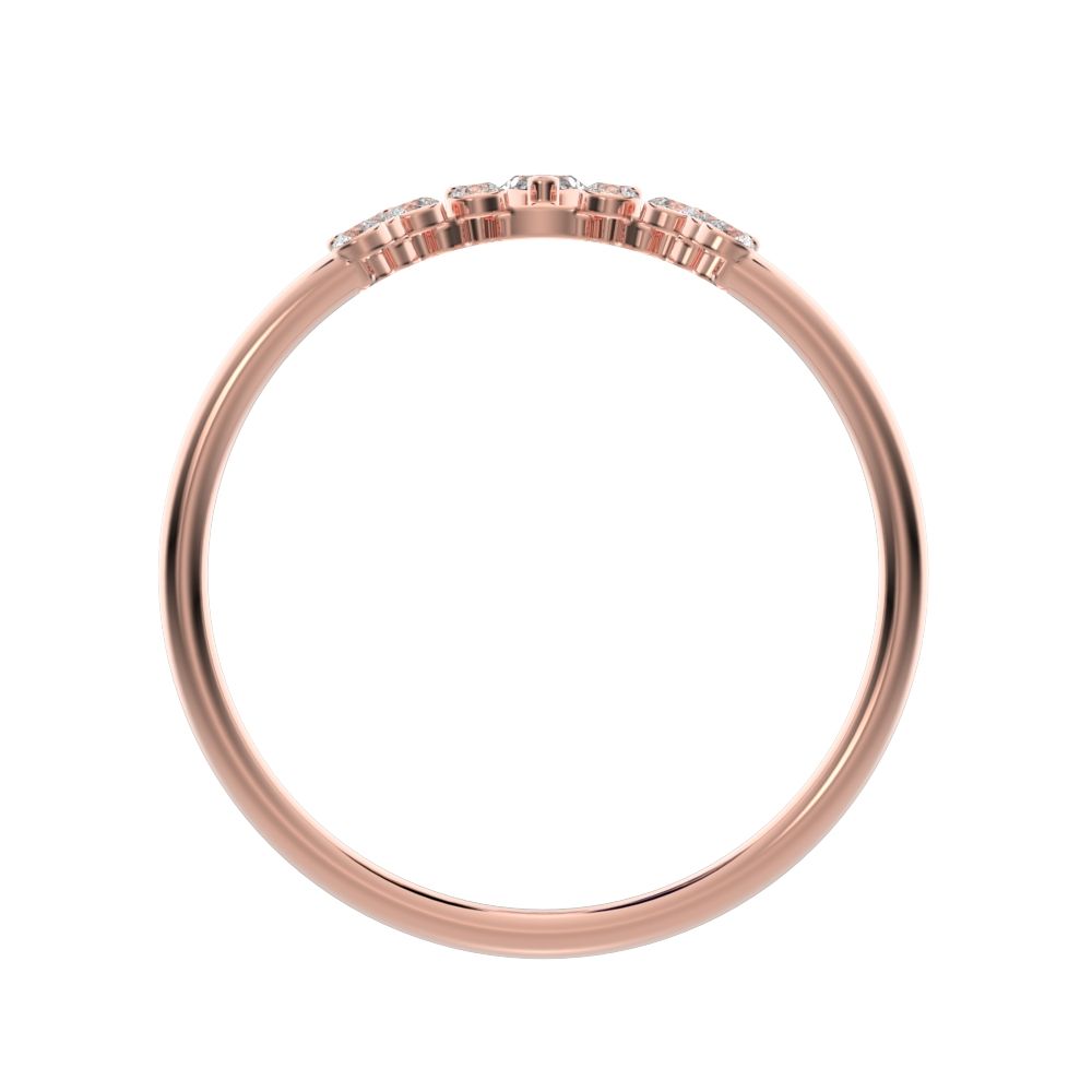0.26 ct Marquise Cut Moissanite dainty Minimalist Stackable tiara crown chevron eye 14K / 18K Solid Rose Gold everyday wedding band