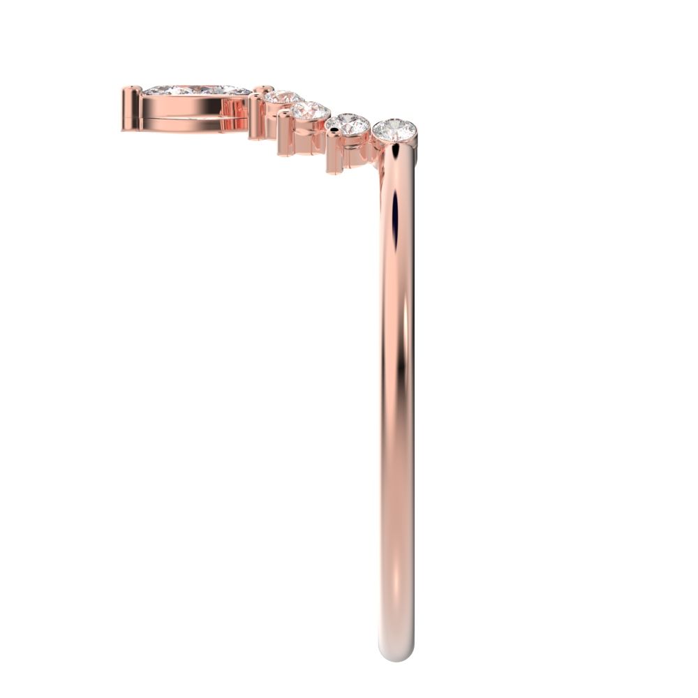 0.26Ct Marquise Cut Simulated Clear Diamond Minimalist Stackable tiara crown chevron eye 14K / 18K Solid Rose Gold everyday wedding band