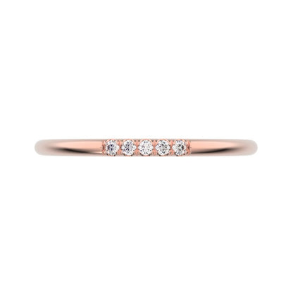 0.05Ct Round Cut Simulated Clear Diamond dainty Minimalist simple Stackable bar light 14K / 18K Solid Rose Gold everyday wedding band