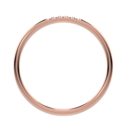 0.05Ct Round Cut Simulated Clear Diamond dainty Minimalist simple Stackable bar light 14K / 18K Solid Rose Gold everyday wedding band