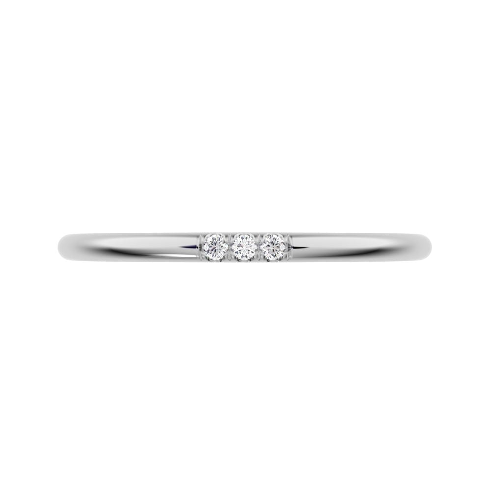 0.03Ct Round Cut Simulated Clear Diamond dainty Minimalist simple Stackable bar light 14K / 18K Solid White Gold everyday wedding band