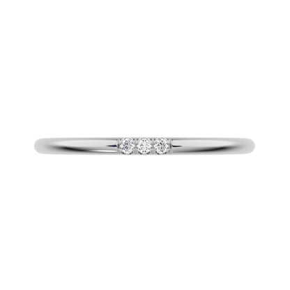 0.03Ct Round Cut Simulated Clear Diamond dainty Minimalist simple Stackable bar light 14K / 18K Solid White Gold everyday wedding band