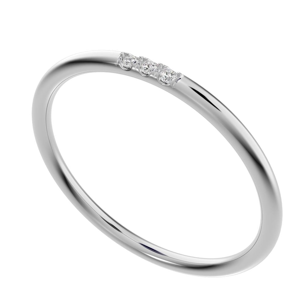 0.03 ct Round Cut Moissanite dainty Minimalist simple Stackable Vintage bar light 14K / 18K Solid White Gold everyday wedding band