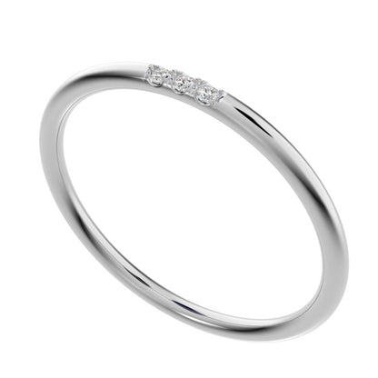 0.03 ct Round Cut Moissanite dainty Minimalist simple Stackable Vintage bar light 14K / 18K Solid White Gold everyday wedding band