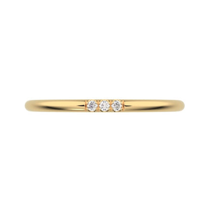 0.03Ct Round Cut Simulated Clear Diamond dainty Minimalist simple Stackable bar light 14K / 18K Solid Yellow Gold everyday wedding band