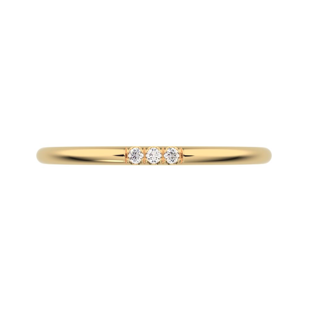 0.03 ct Round Cut Moissanite dainty Minimalist simple Stackable Vintage bar light 14K / 18K Solid Yellow Gold everyday wedding band