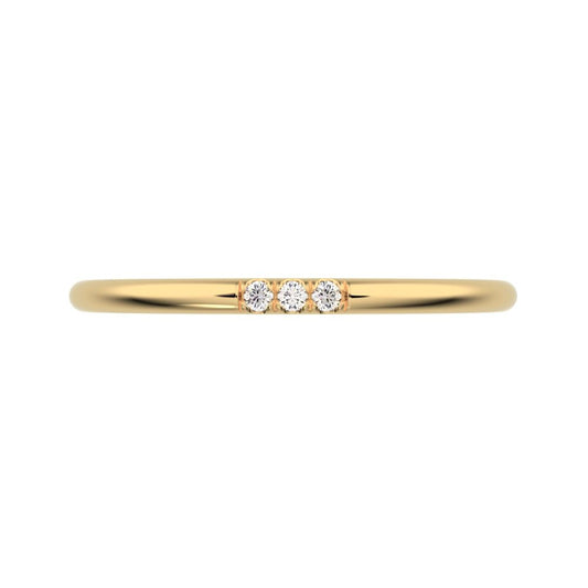 0.03 ct Round Cut Moissanite dainty Minimalist simple Stackable Vintage bar light 14K / 18K Solid Yellow Gold everyday wedding band