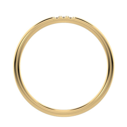 0.03Ct Round Cut Simulated Clear Diamond dainty Minimalist simple Stackable bar light 14K / 18K Solid Yellow Gold everyday wedding band