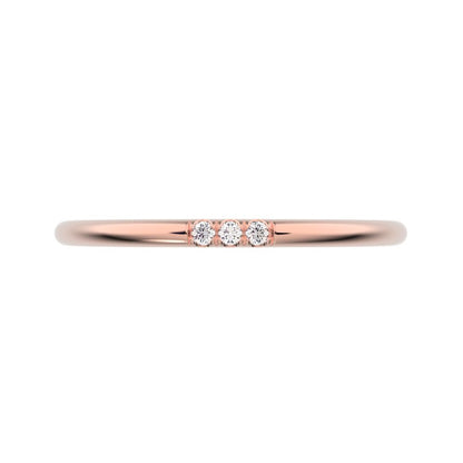 0.03 ct Round Cut Moissanite dainty Minimalist simple Stackable Vintage bar light 14K / 18K Solid Rose Gold everyday wedding band