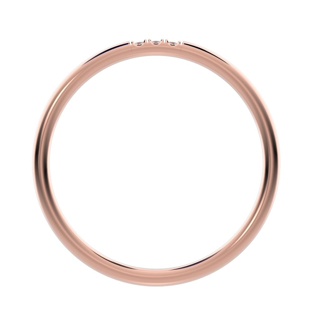 0.03Ct Round Cut Simulated Clear Diamond dainty Minimalist simple Stackable bar light 14K / 18K Solid Rose Gold everyday wedding band