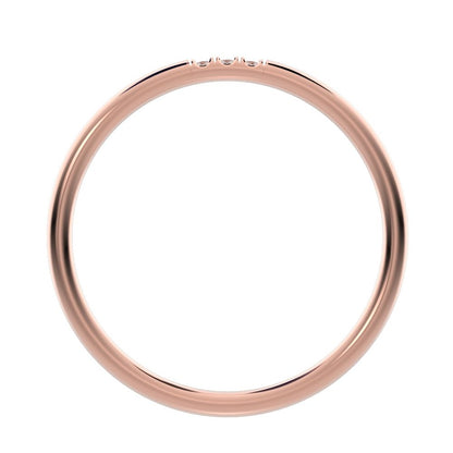0.03Ct Round Cut Simulated Clear Diamond dainty Minimalist simple Stackable bar light 14K / 18K Solid Rose Gold everyday wedding band
