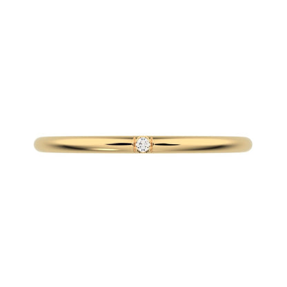 0.01 ct Round Cut VS/GH Cultured Diamond dainty simple Stackable Vintage bar light Solid 14K / 18K Solid Yellow Gold everyday wedding band