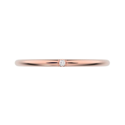 0.01Ct Round Cut Simulated Clear Diamond dainty Minimalist simple Stackable bar light 14K / 18K Solid Rose Gold everyday wedding band