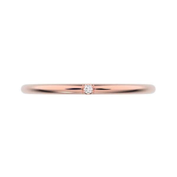 0.01Ct Round Cut Simulated Clear Diamond dainty Minimalist simple Stackable bar light 14K / 18K Solid Rose Gold everyday wedding band