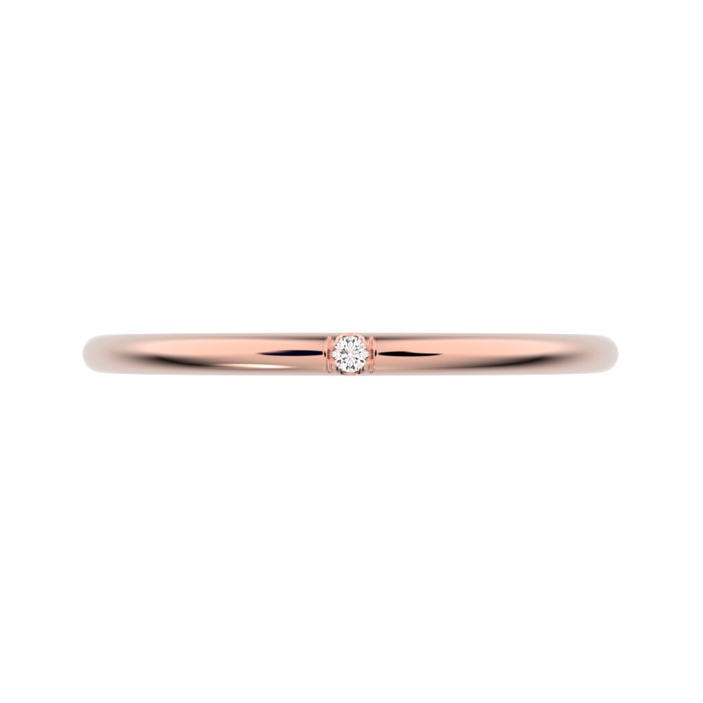 0.01 ct Round Cut Moissanite dainty Minimalist simple Stackable Vintage bar light 14K / 18K Solid Rose Gold everyday wedding band