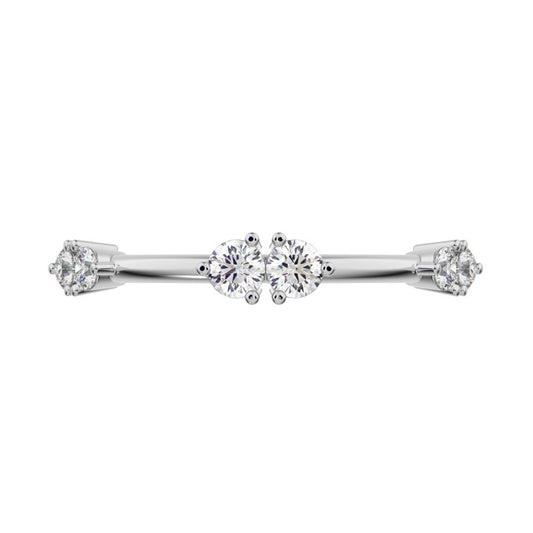 0.24Ct Round Cut Simulated Clear Diamond dainty Minimalist Stackable eye knot simple light 14K / 18K Solid White Gold everyday wedding band
