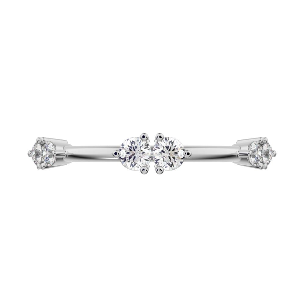 0.24 ct Round Cut Moissanite dainty Minimalist Stackable eye knot simple light 14K / 18K Solid White Gold everyday wedding band