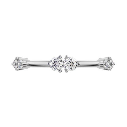 0.24 ct Round Cut Moissanite dainty Minimalist Stackable eye knot simple light 14K / 18K Solid White Gold everyday wedding band