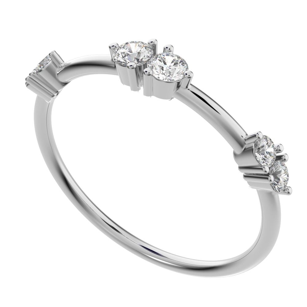 0.24 ct Round Cut Moissanite dainty Minimalist Stackable eye knot simple light 14K / 18K Solid White Gold everyday wedding band