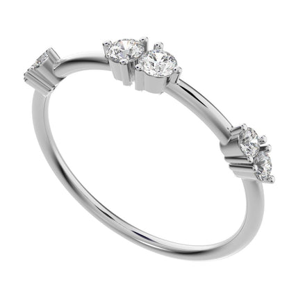 0.24 ct Round Cut Moissanite dainty Minimalist Stackable eye knot simple light 14K / 18K Solid White Gold everyday wedding band